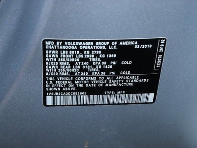 2019 Volkswagen Atlas 3.6L V6 SE w/Technology