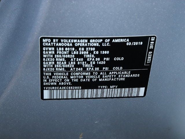 2019 Volkswagen Atlas 3.6L V6 SE w/Technology